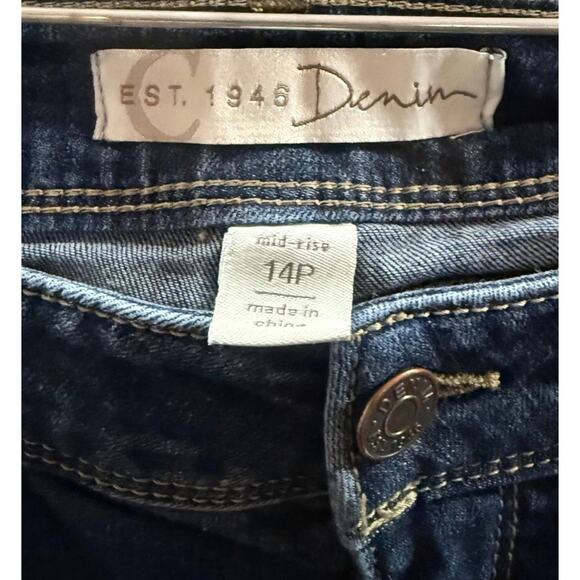 EST. 1946 Capri Jeans Women Petite 14 Blue Denim 5 Pockets High Waisted Comfort - Picture 3 of 8